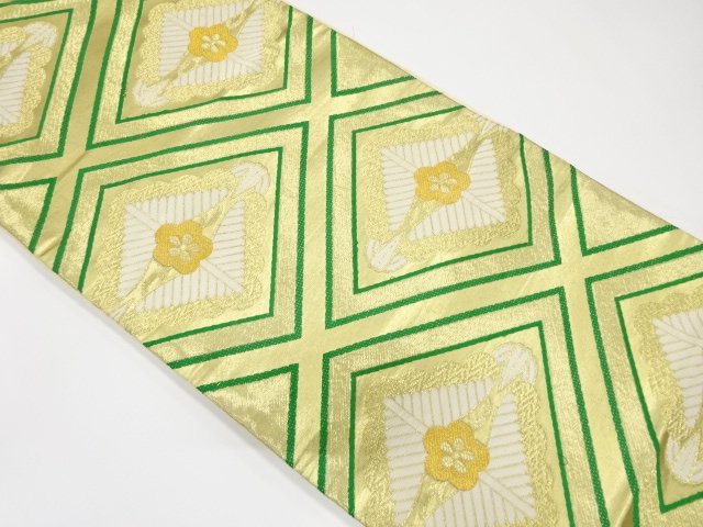 7431192: JAPANESE KIMONO / ANTIQUE FUKURO OBI / WOVEN SHOCHIKUBAI